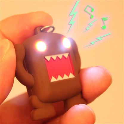 Cute Mini Action Figure Toys LED Flashlight Keychains With Sound